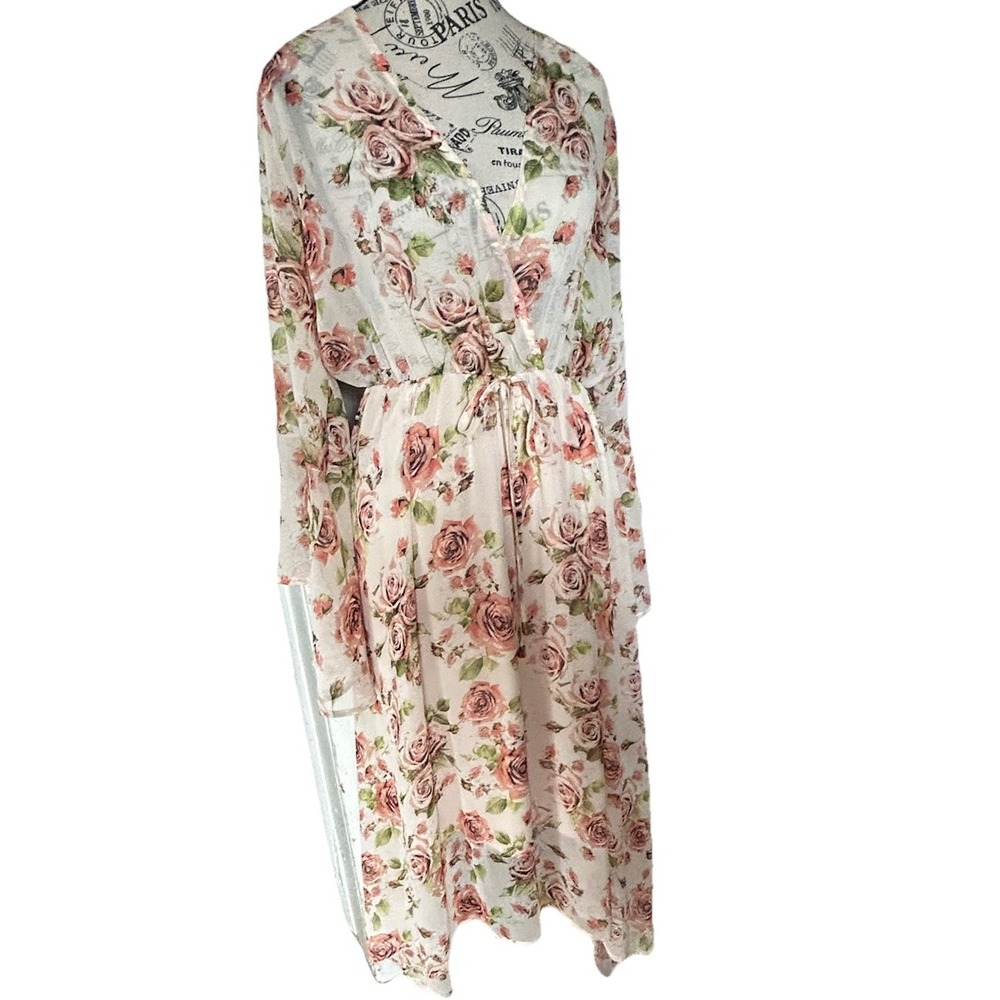 Women's Haani Rose Maxi Dress Bell Sleeves Size M Lined Sheer Romantic Fairycore